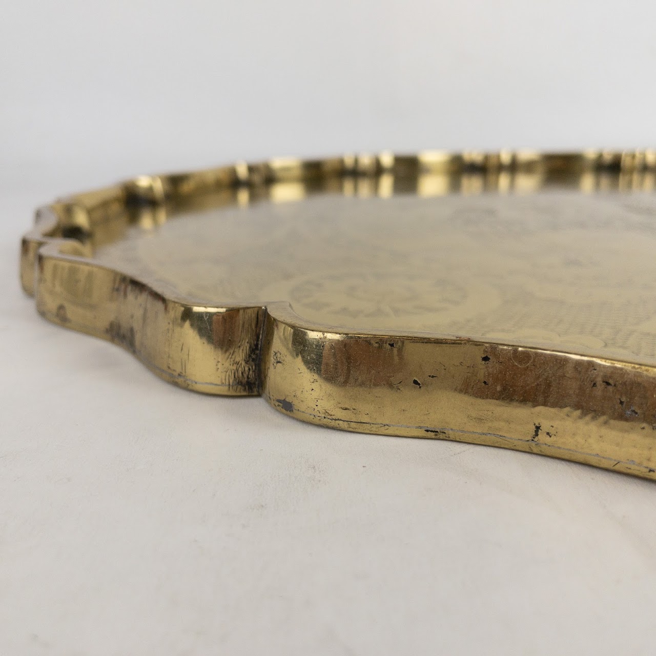 Chinese Brass Scalloped Edge Tray