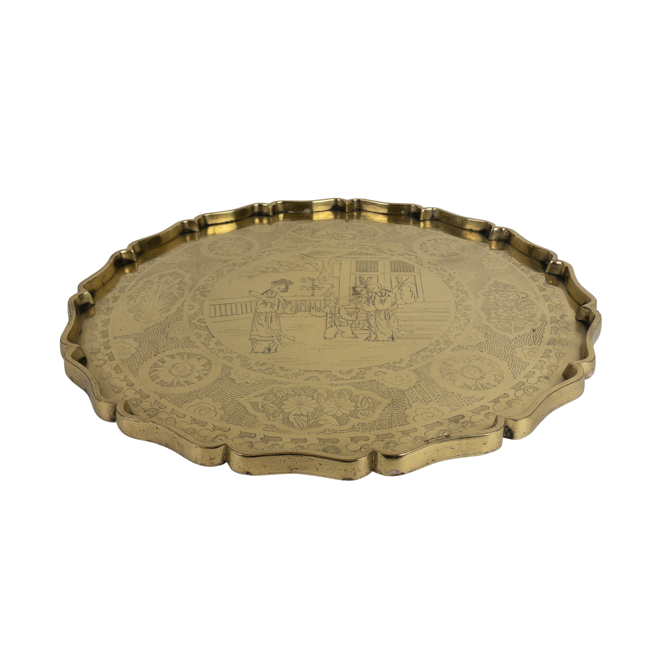 Chinese Brass Scalloped Edge Tray