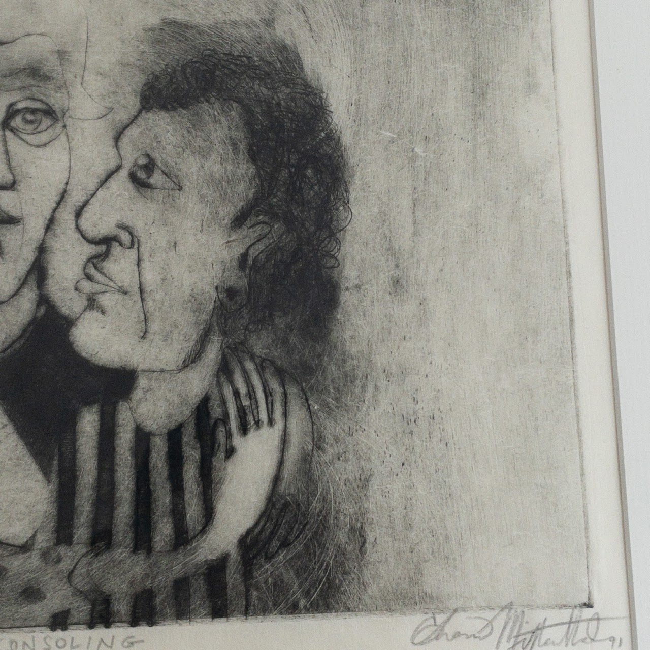 Signed 'Consoling' Etching