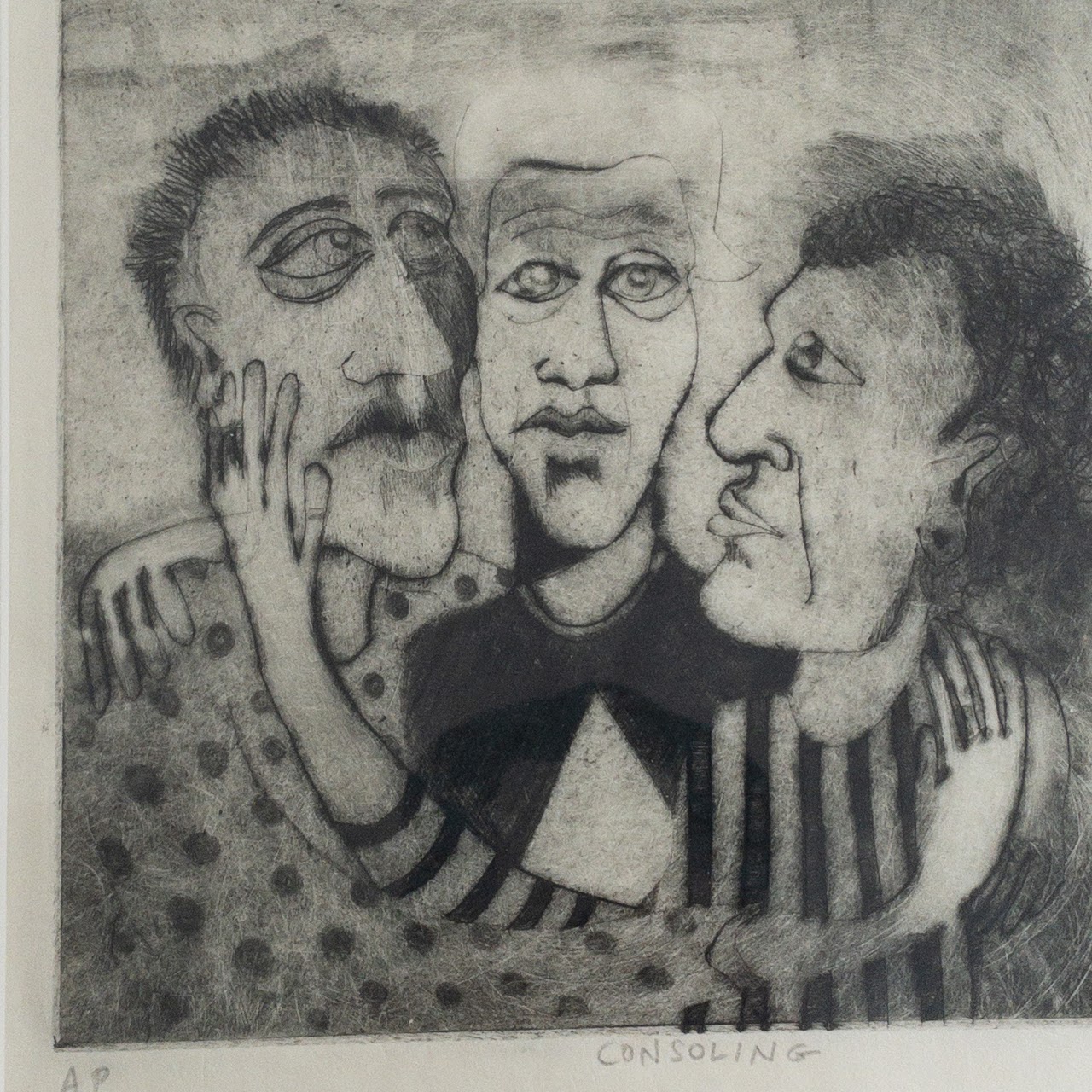 Signed 'Consoling' Etching