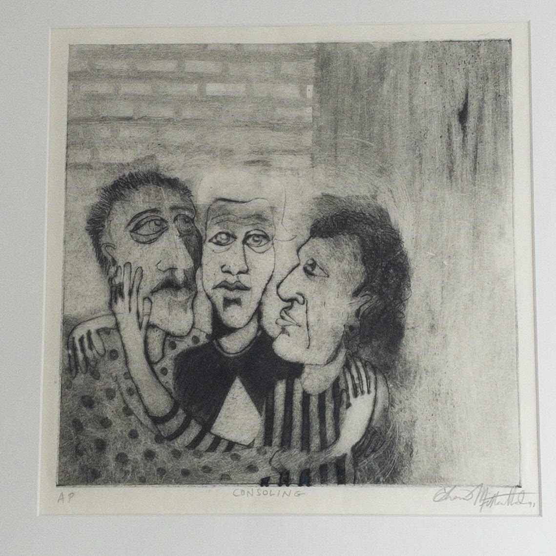 Signed 'Consoling' Etching