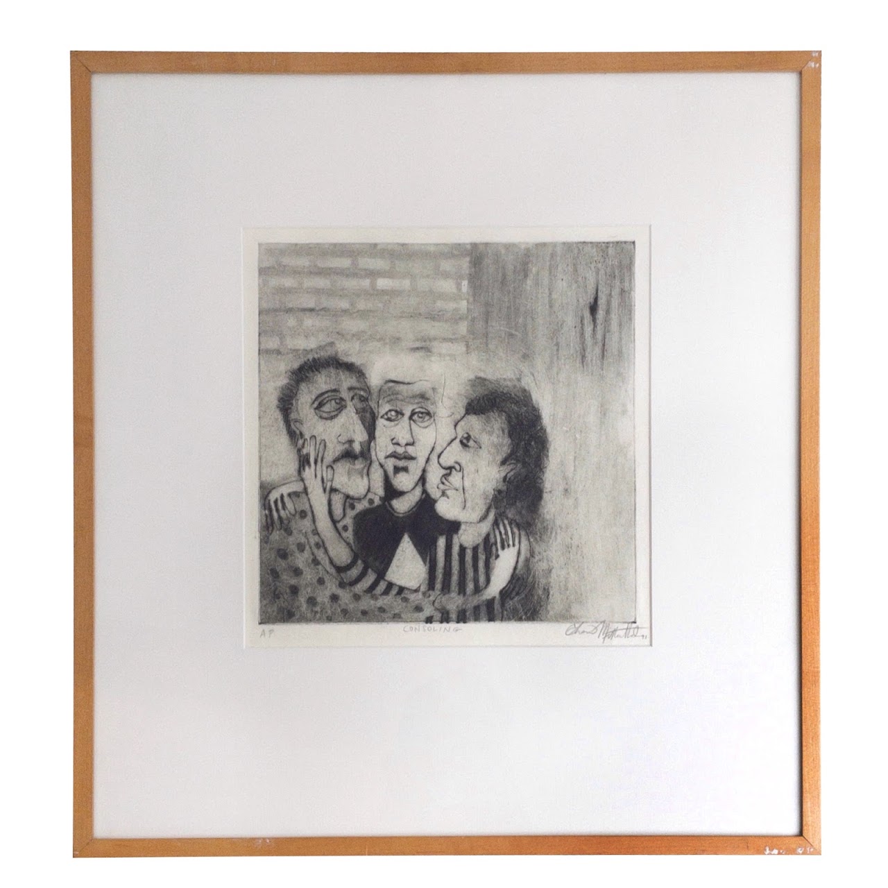 Signed 'Consoling' Etching