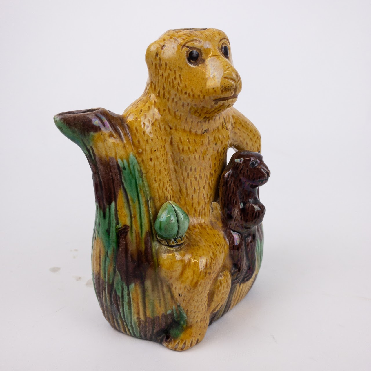 Antique Majolica Monkey Teapot