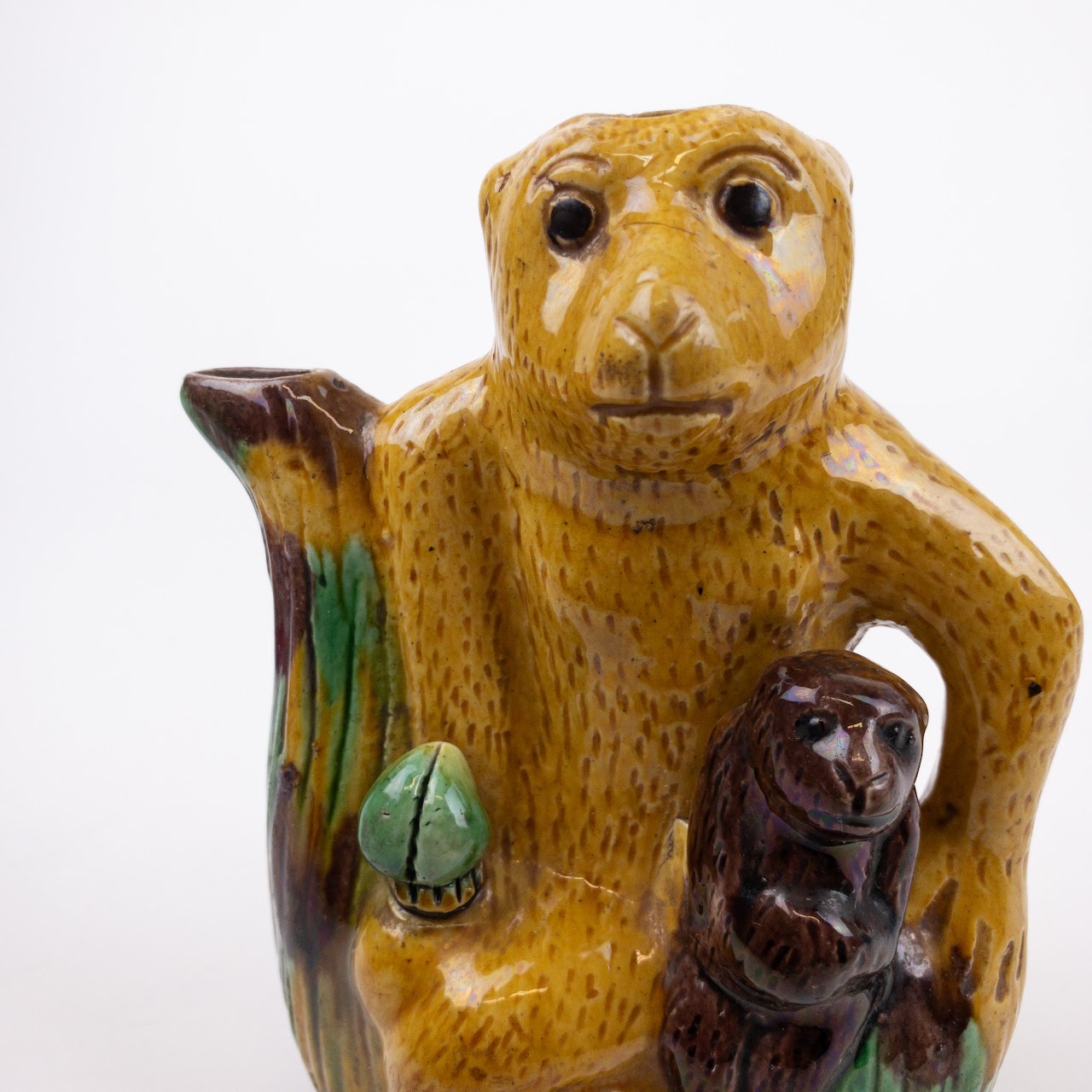 Antique Majolica Monkey Teapot