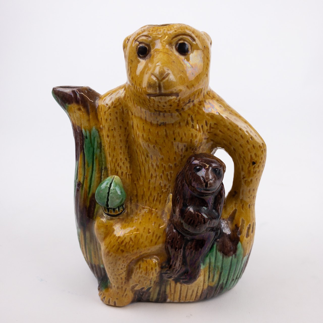 Antique Majolica Monkey Teapot