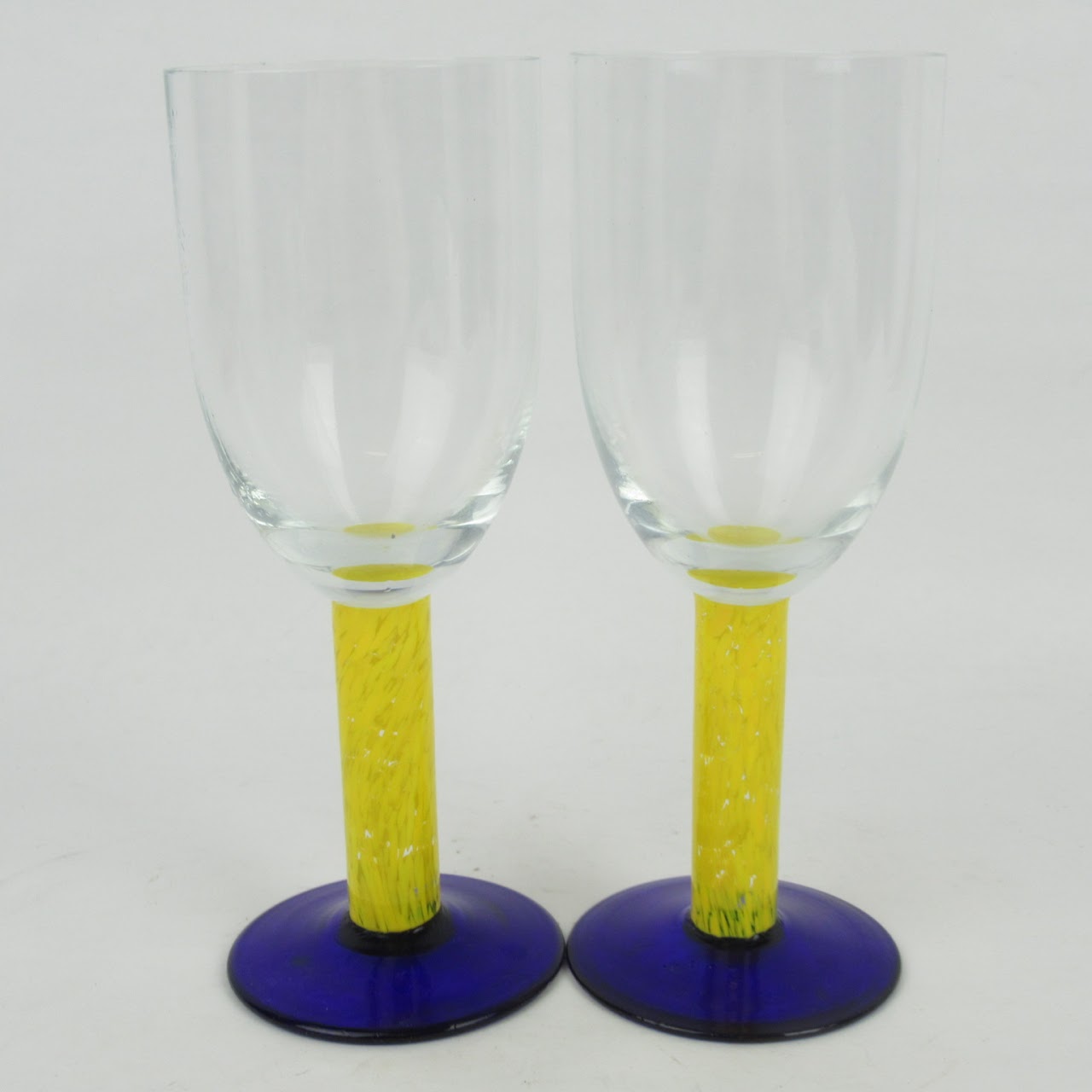 Art Glass Wine Goblet Pair