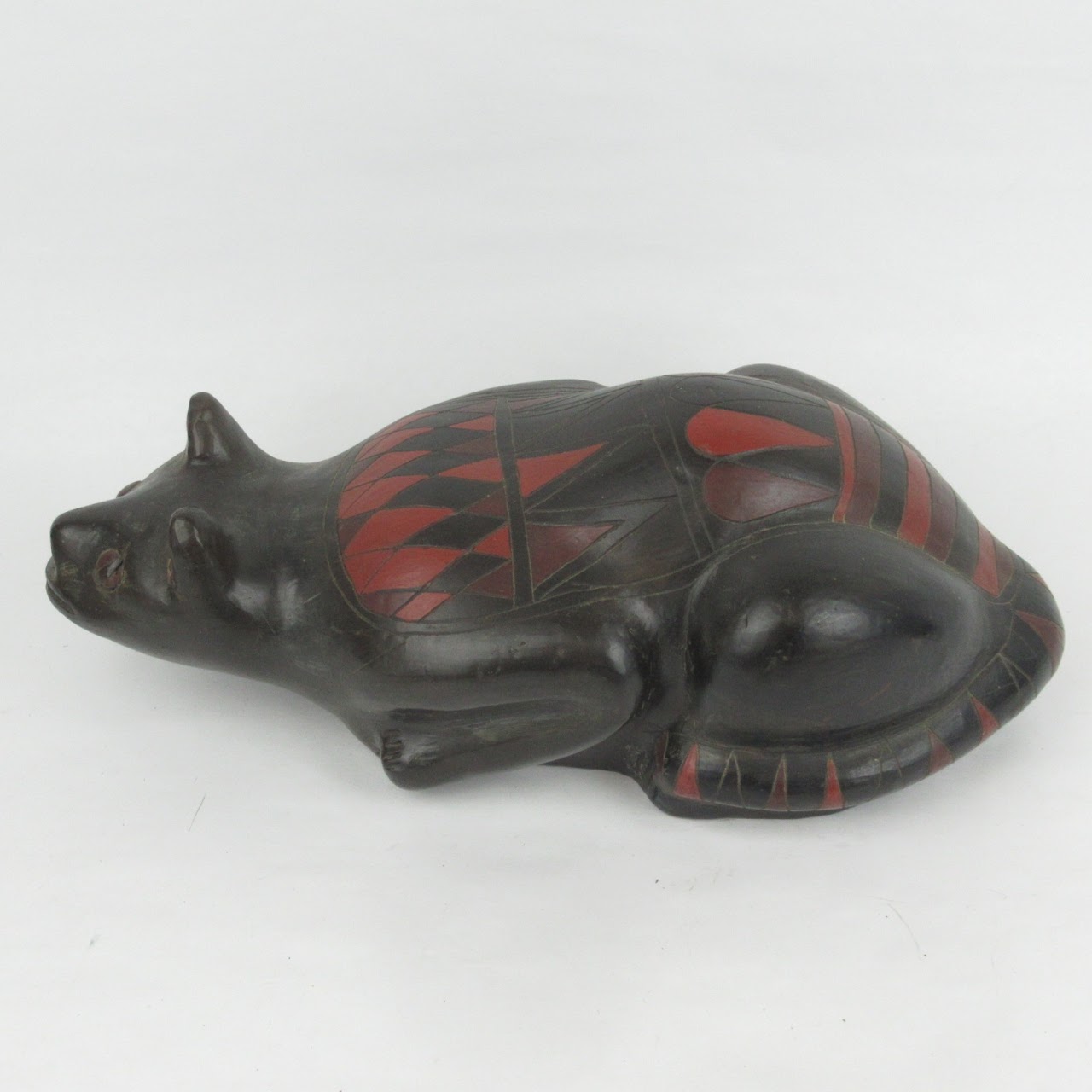 Oaxacan-Style Black Clay Ceramic Cat Sculpture