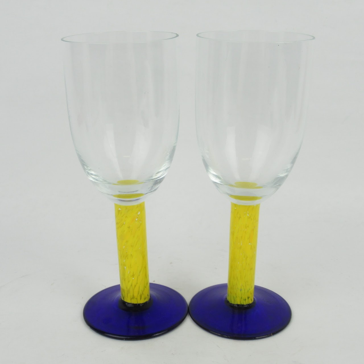 Art Glass Wine Goblet Pair