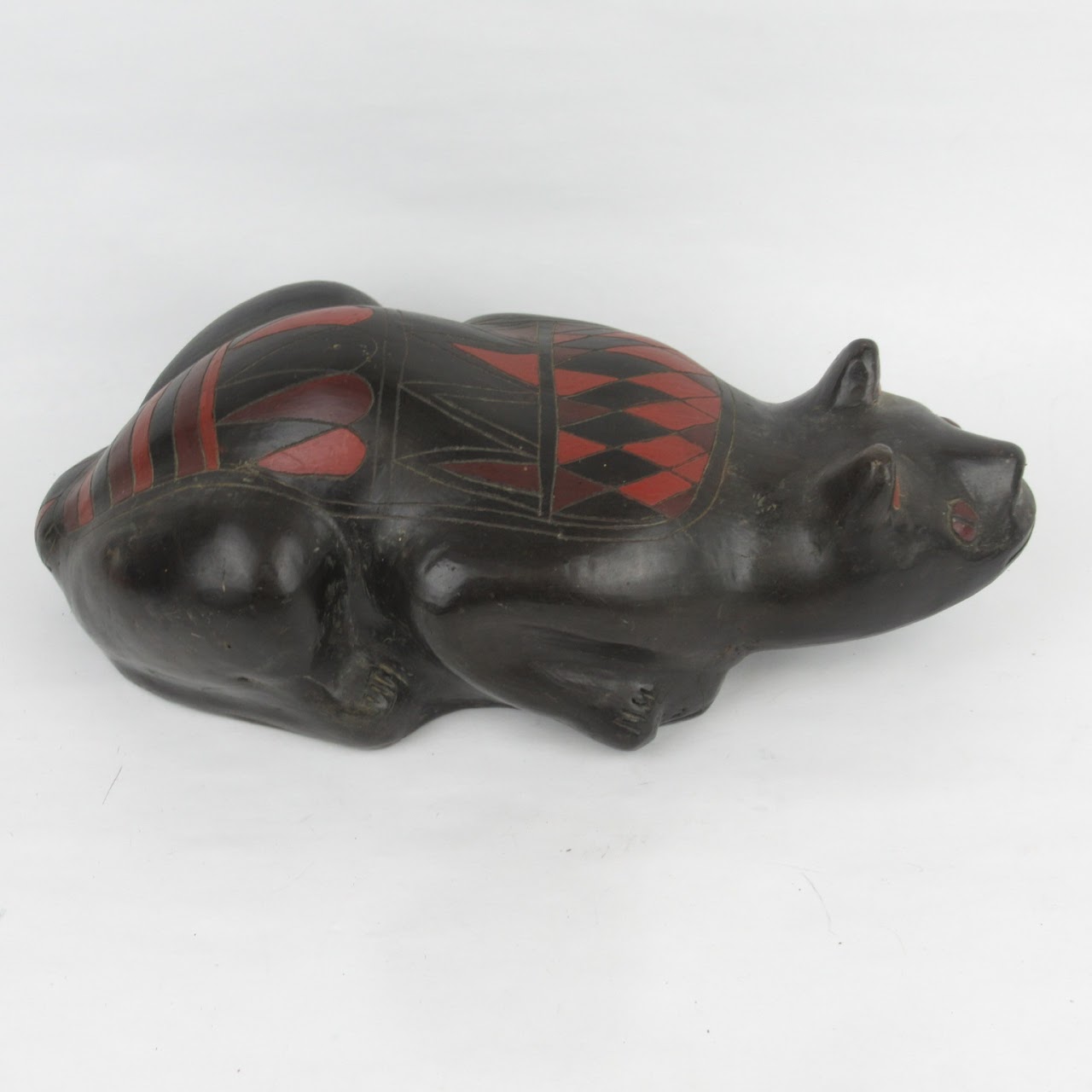 Oaxacan-Style Black Clay Ceramic Cat Sculpture