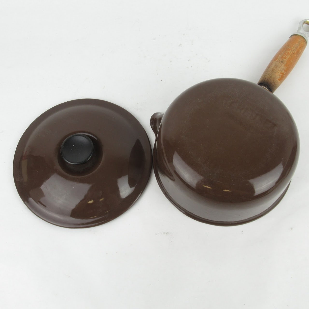 Le Creuset Vintage Wood Handled Saucepan Pair