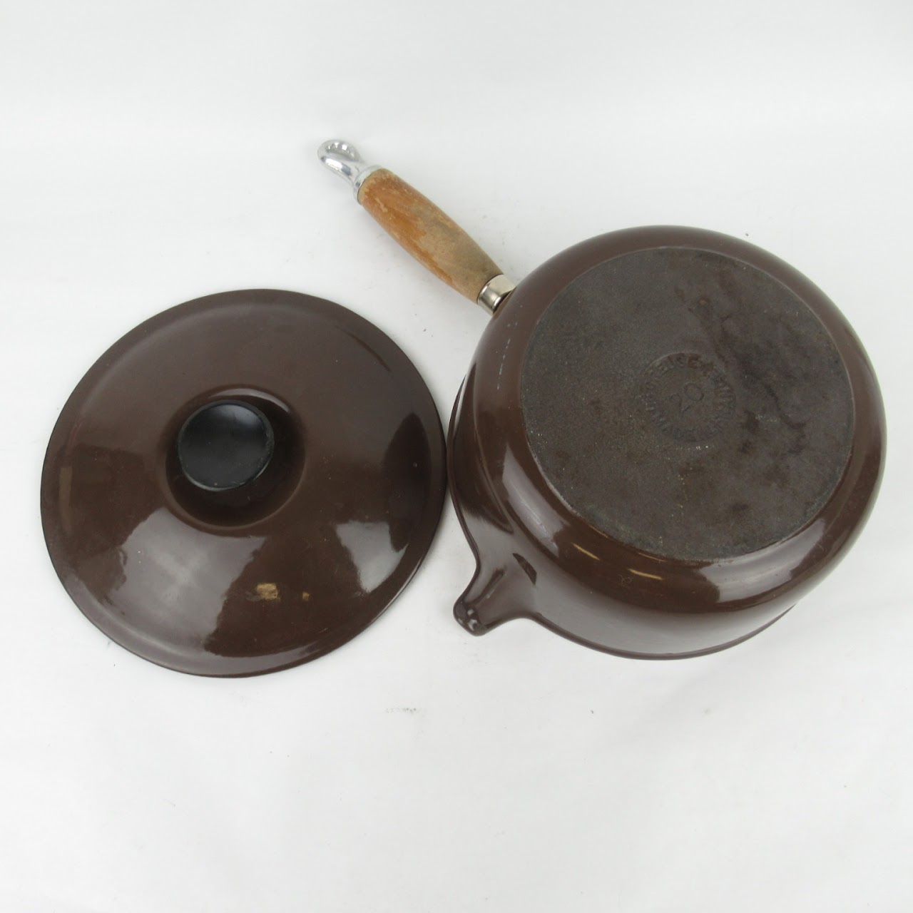 Le Creuset Saucepan With Pour Spout and Wood Handle Vintage 