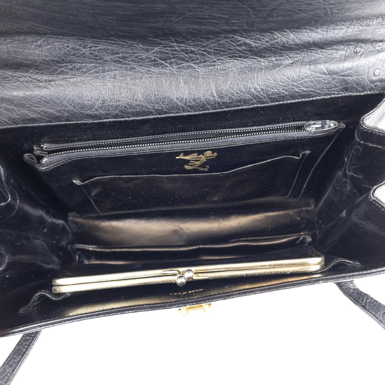 Lucille De Paris Vintage Ostrich Leather Bag