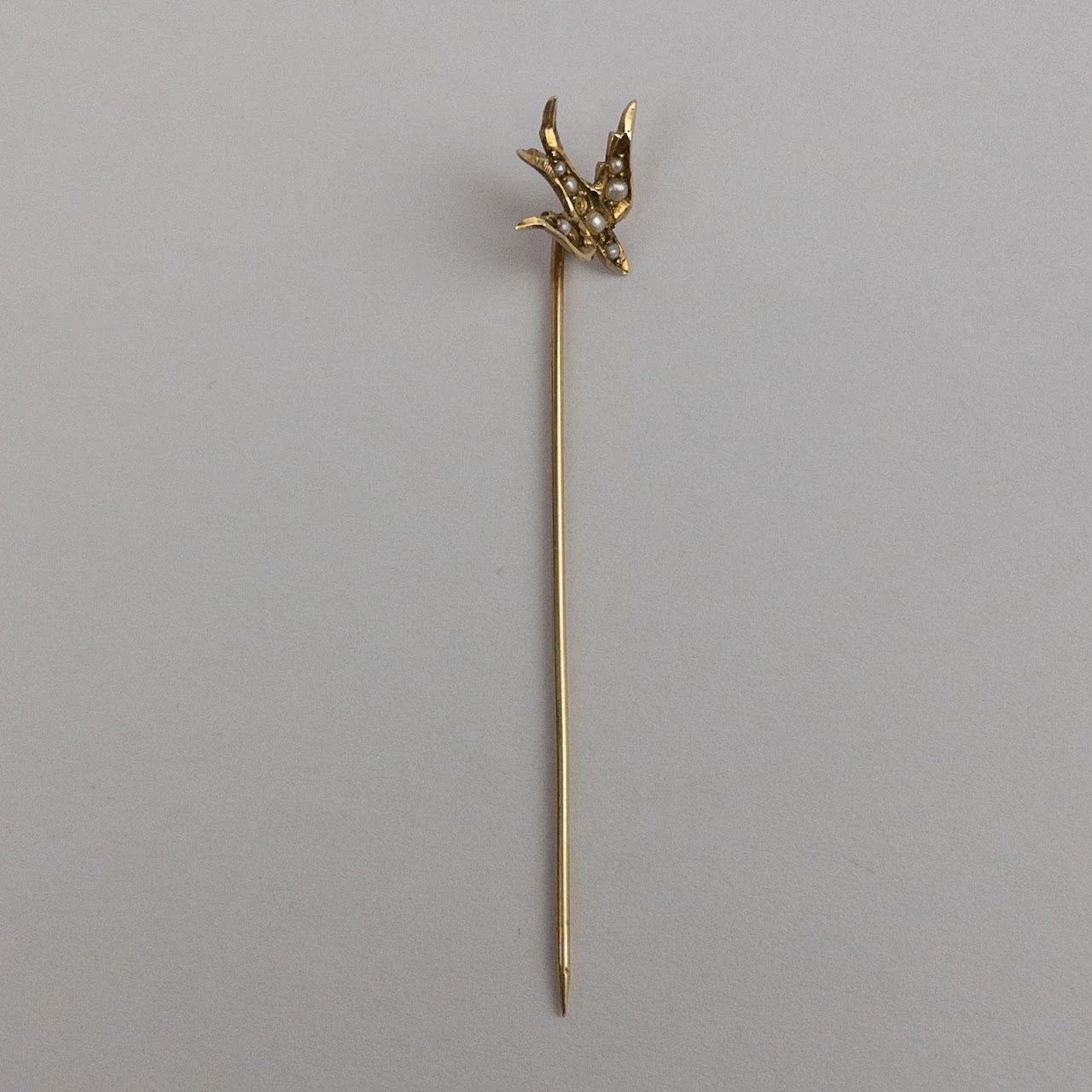 14K Gold & Pearl Sparrow Pin