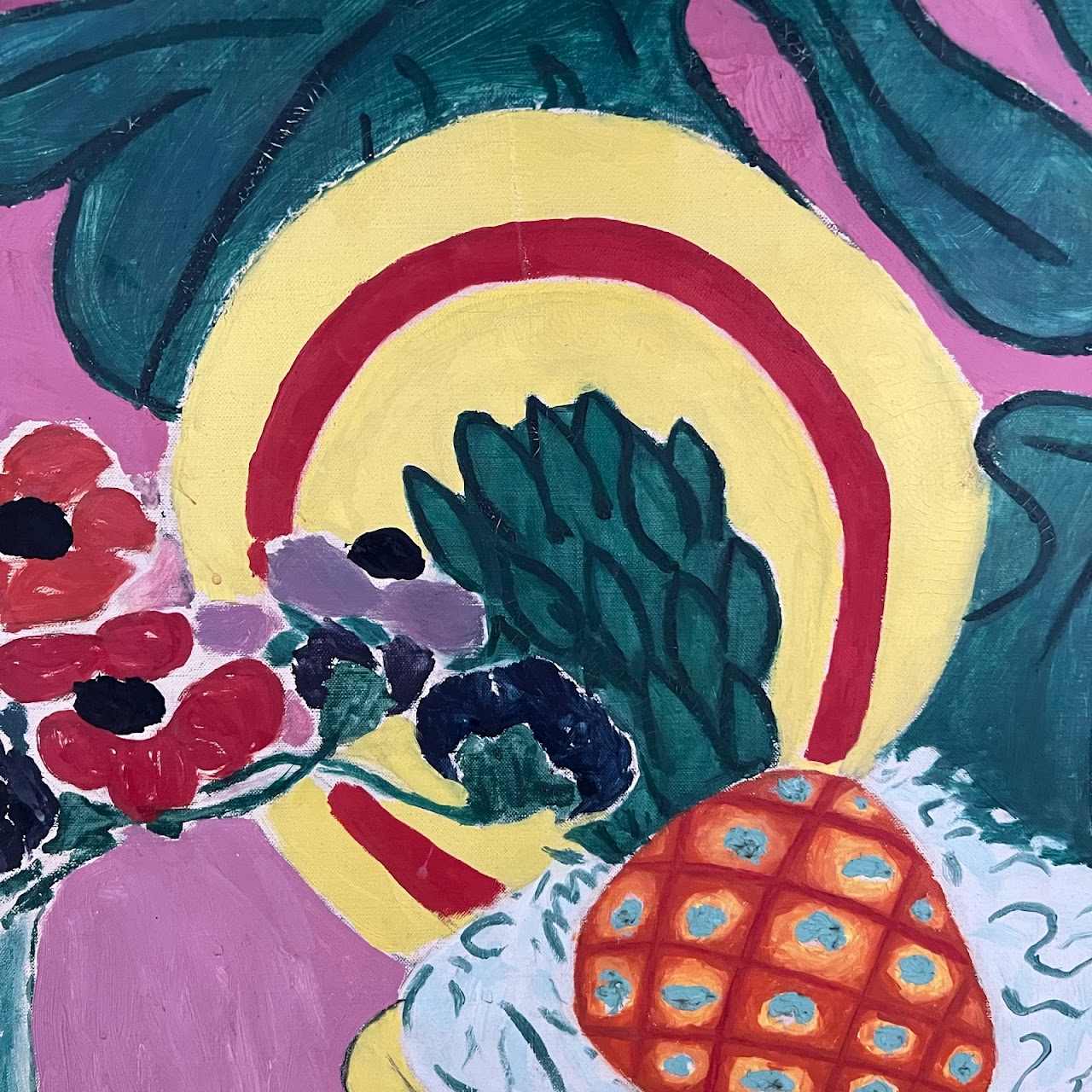 'Pineapple and Anemones' Oil Painting after Matisse