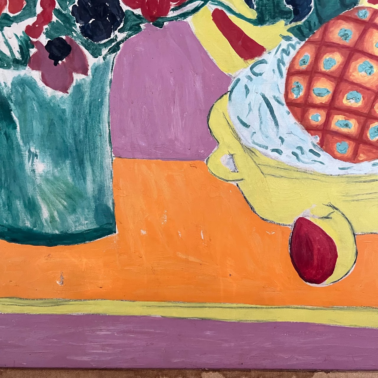 'Pineapple and Anemones' Oil Painting after Matisse