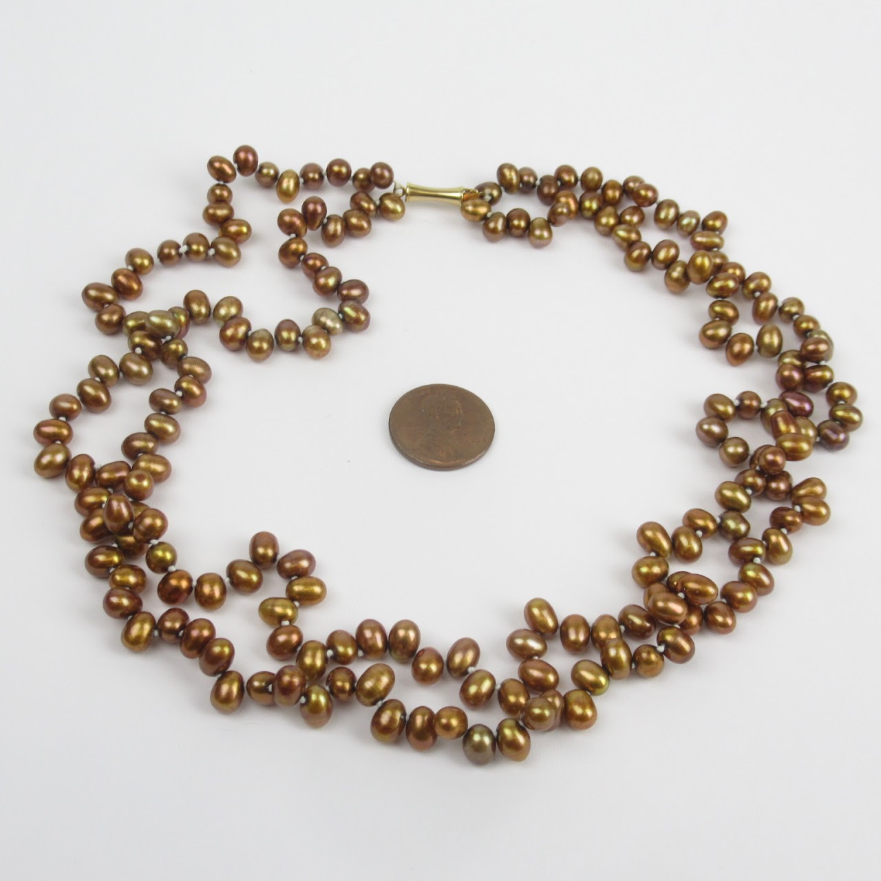 Copper Pearl & 14K Gold Necklace