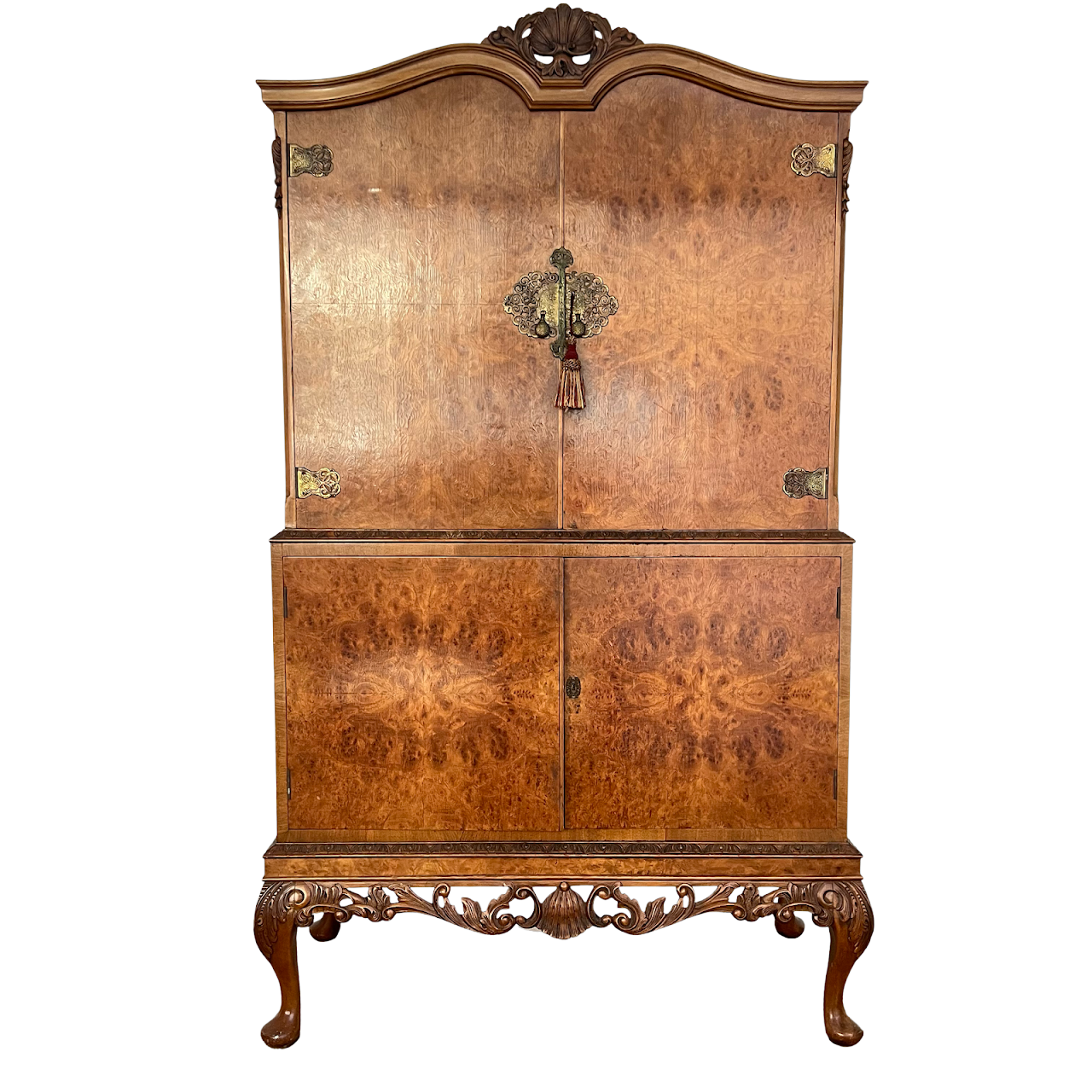 Burl Walnut Bar Cabinet