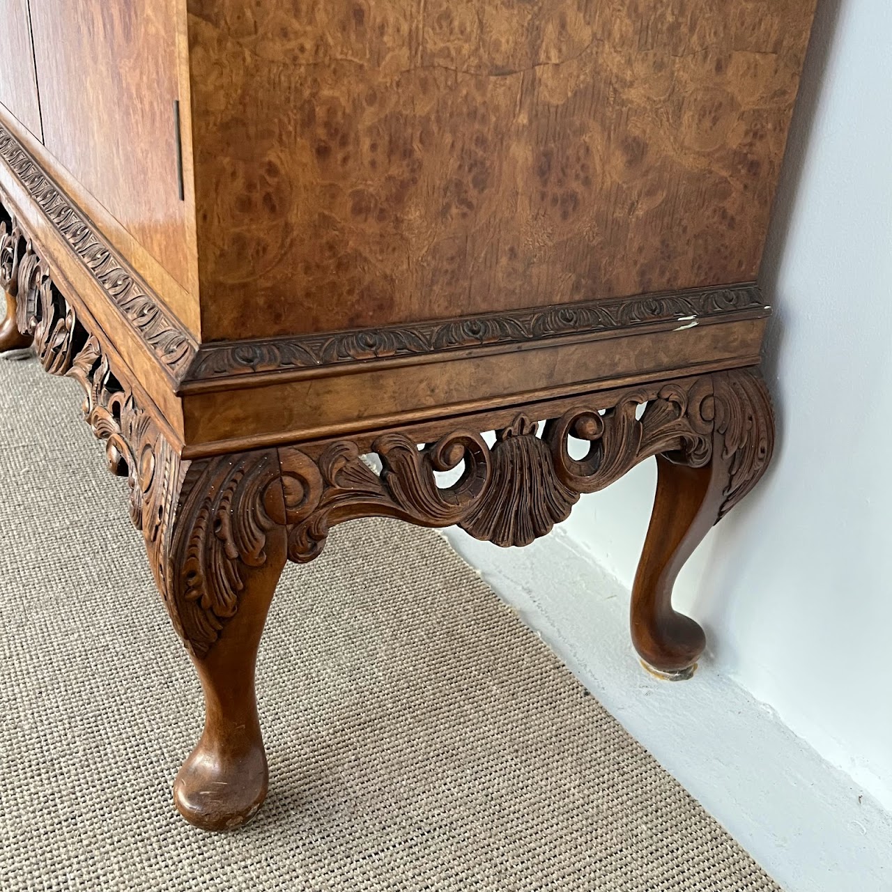 Burl Walnut Bar Cabinet