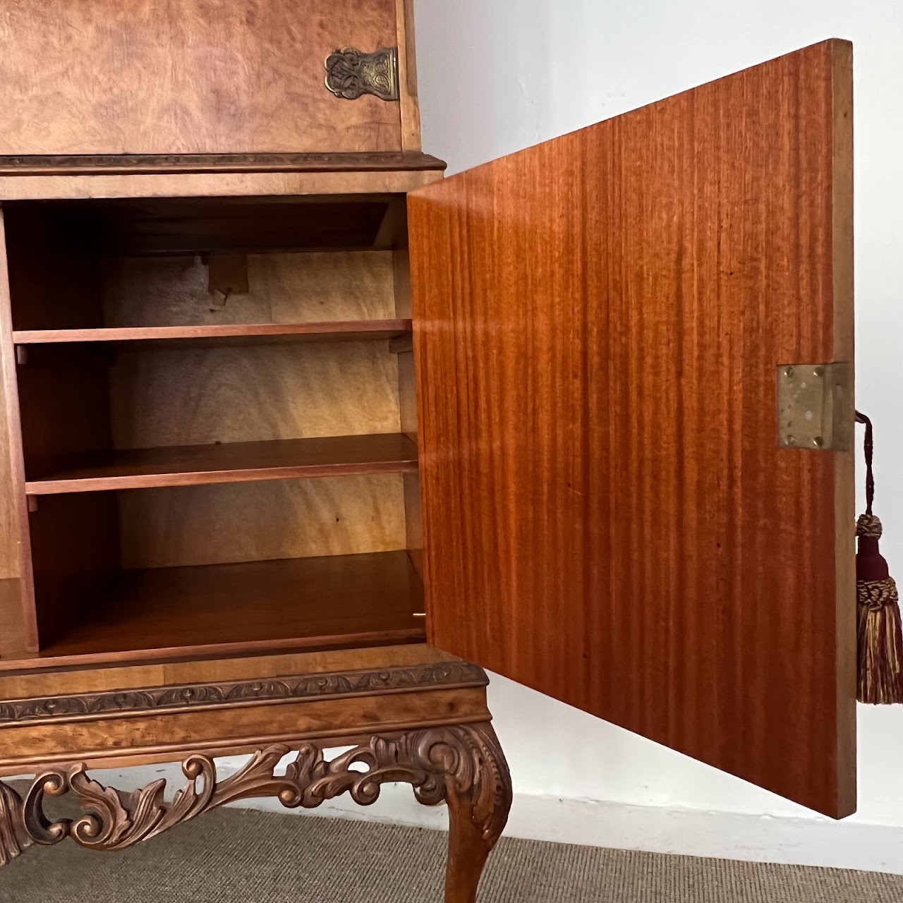 Burl Walnut Bar Cabinet