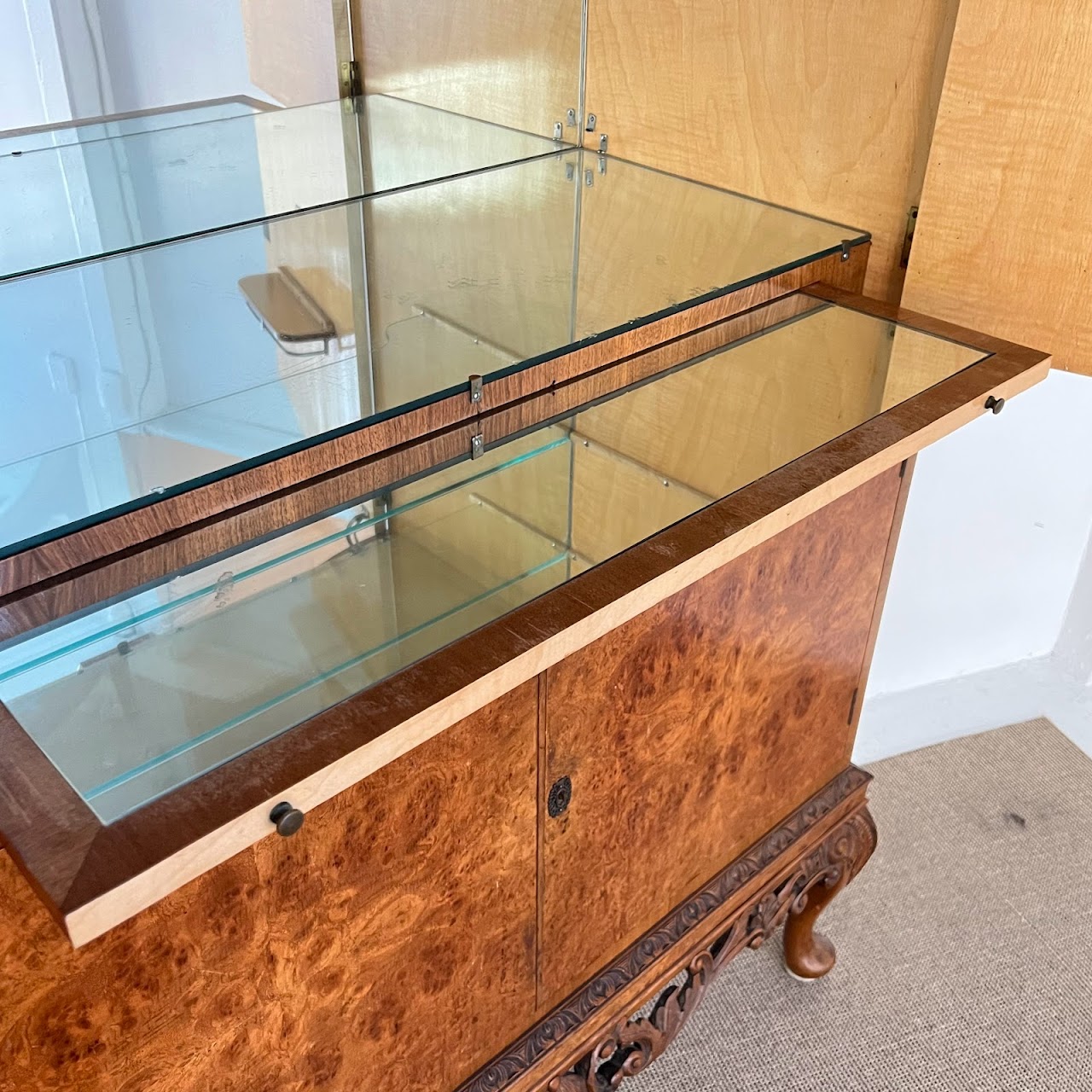 Burl Walnut Bar Cabinet