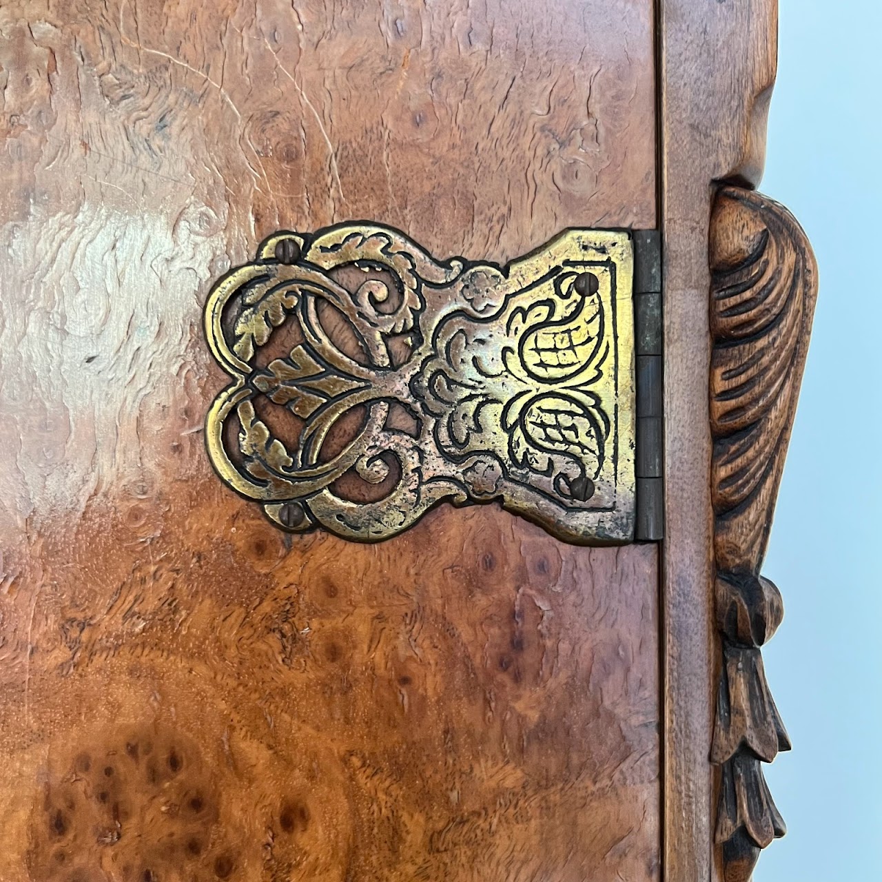 Burl Walnut Bar Cabinet