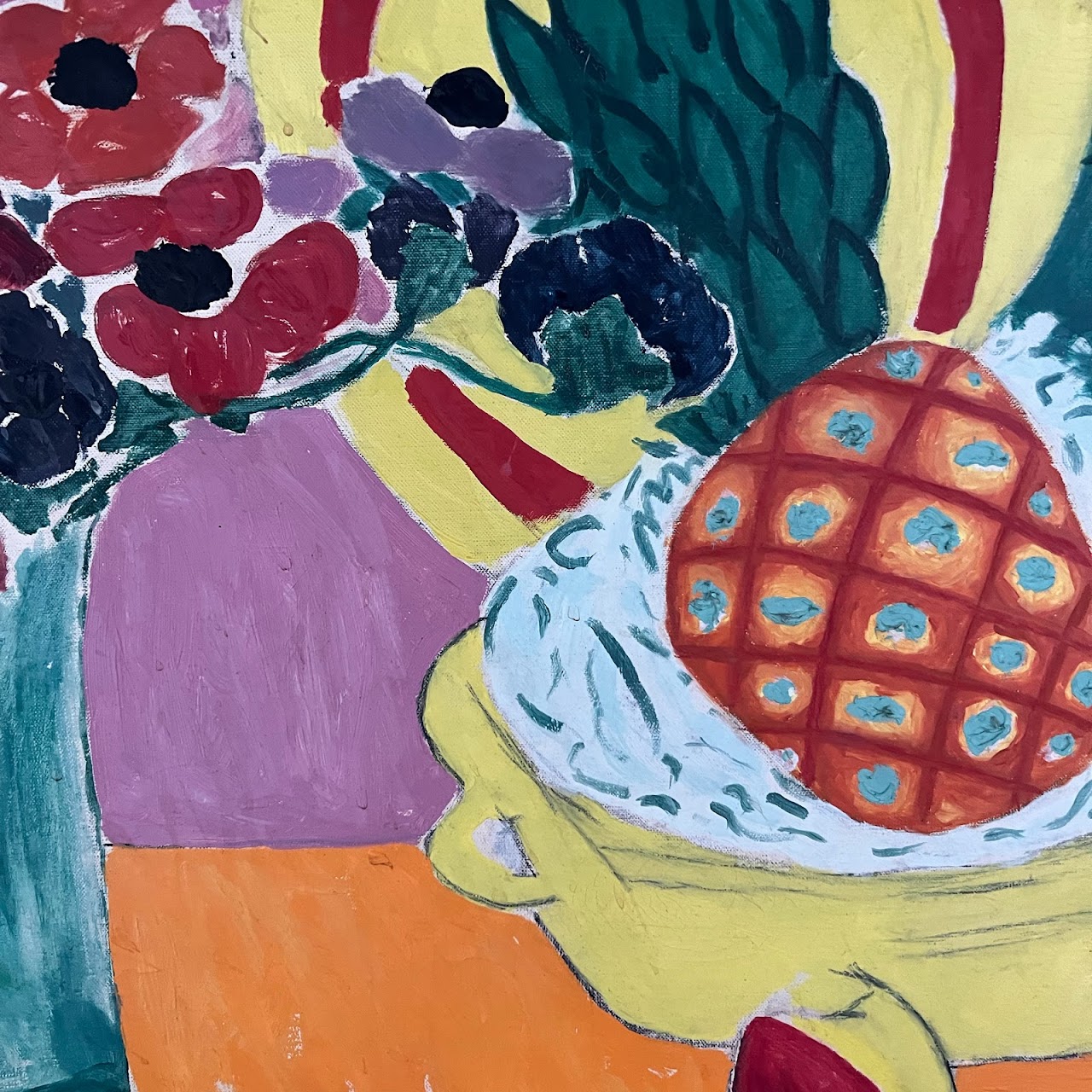 'Pineapple and Anemones' Oil Painting after Matisse