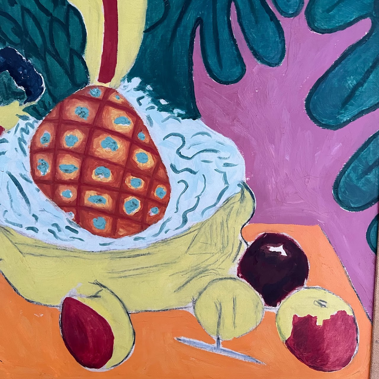 'Pineapple and Anemones' Oil Painting after Matisse