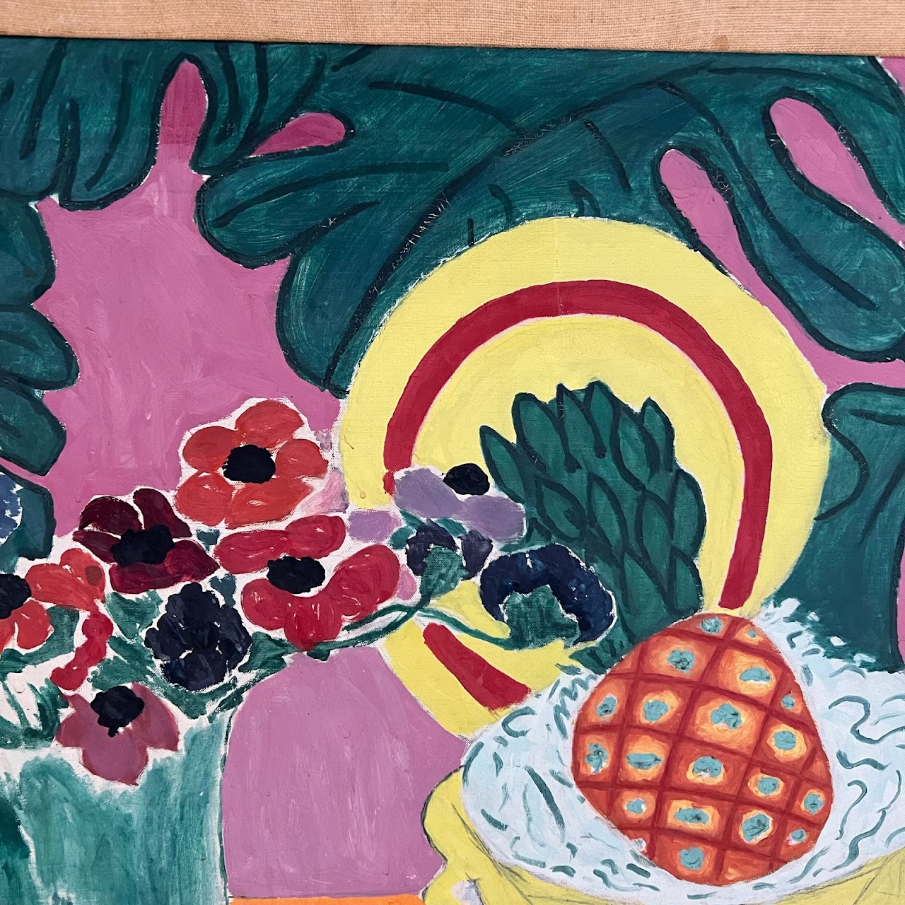 'Pineapple and Anemones' Oil Painting after Matisse