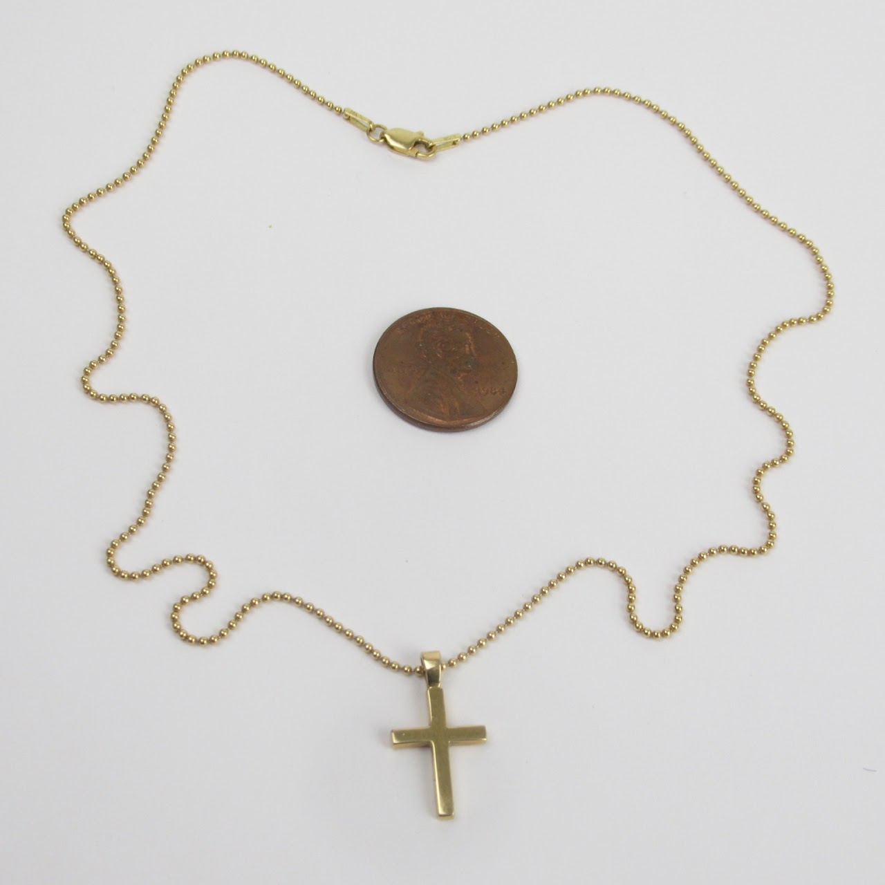 14K Gold Cross Pendant Necklace