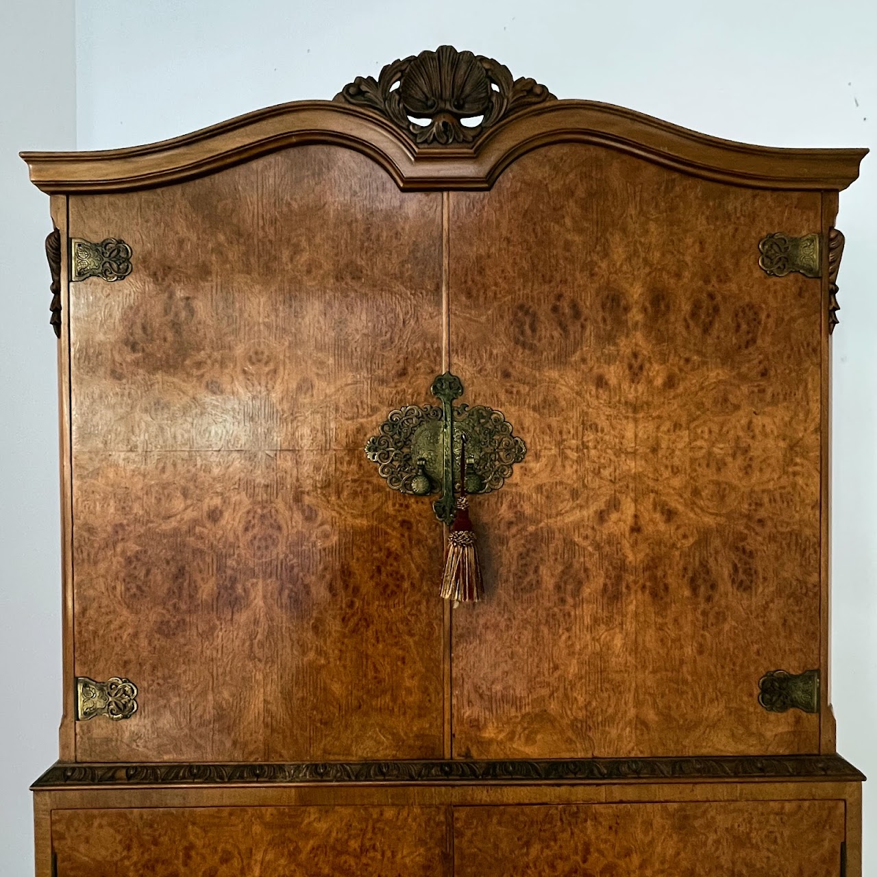 Burl Walnut Bar Cabinet