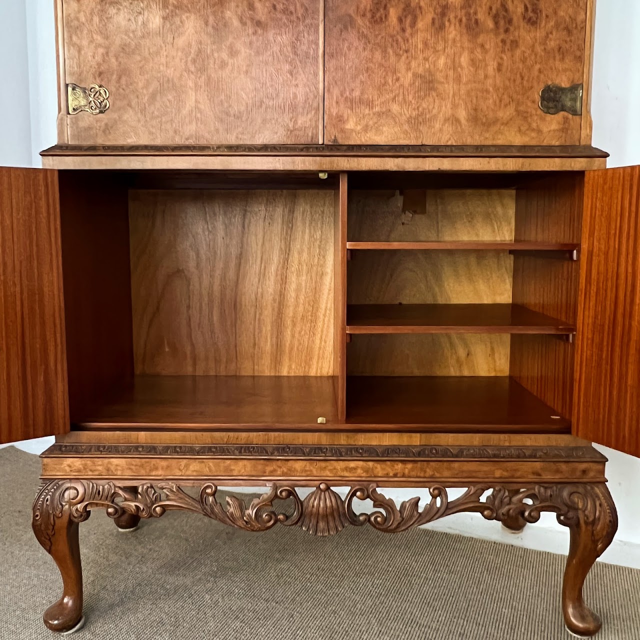 Burl Walnut Bar Cabinet