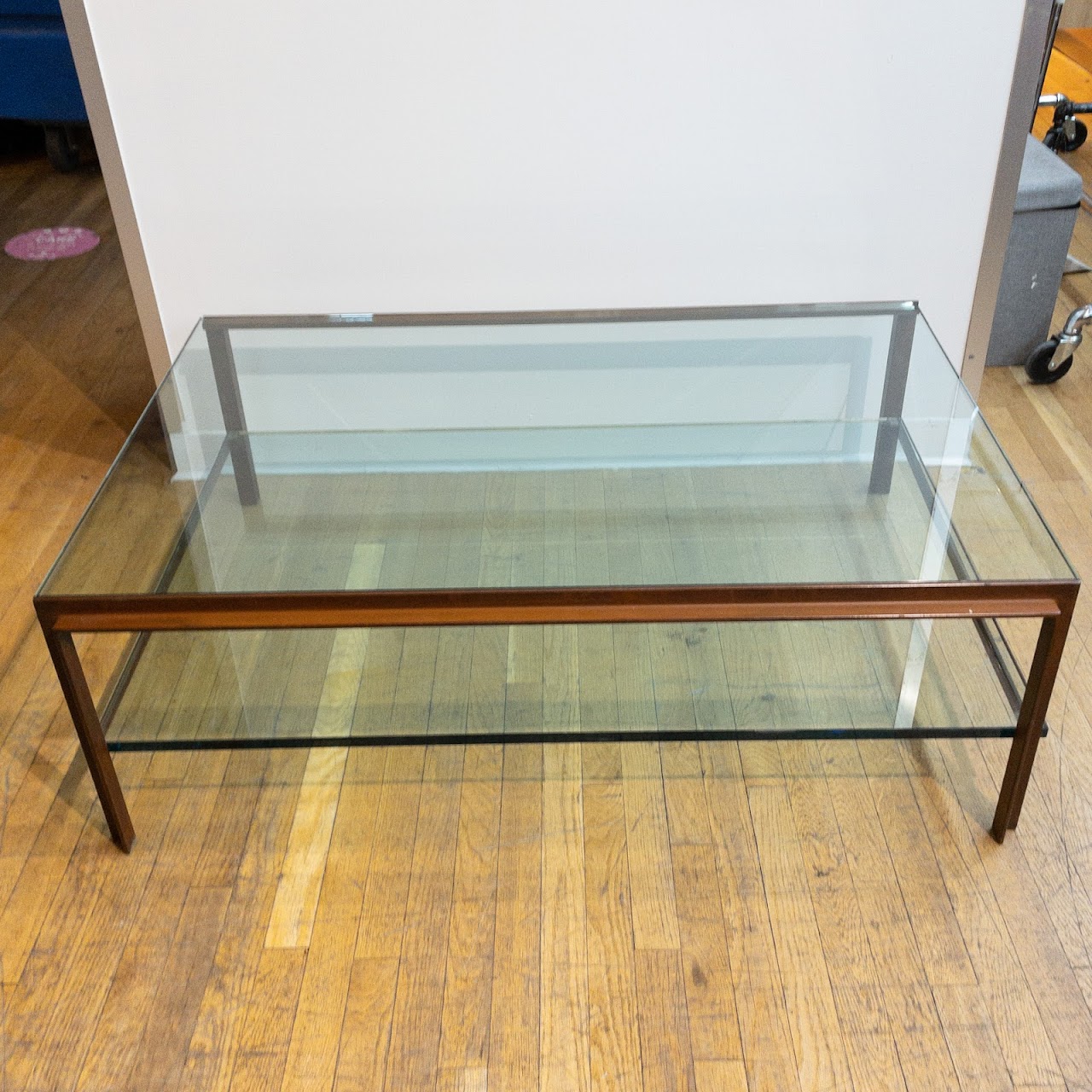 Two-Tiered Steel and Plate Glass Coffee Table