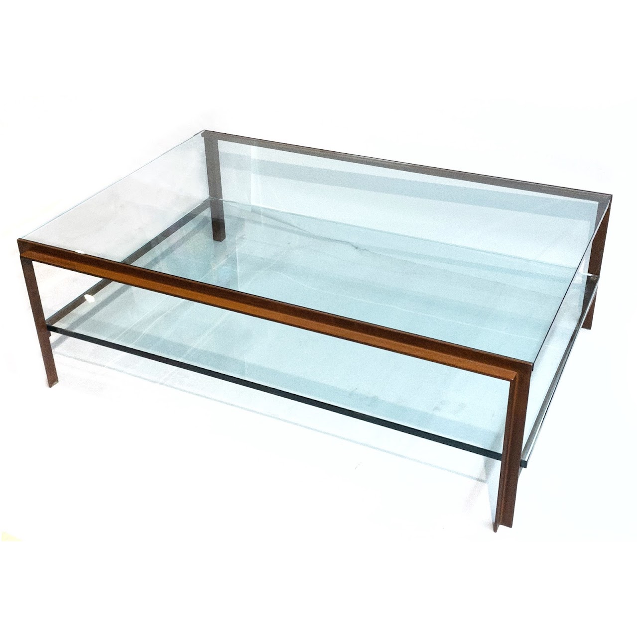 Two-Tiered Steel and Plate Glass Coffee Table