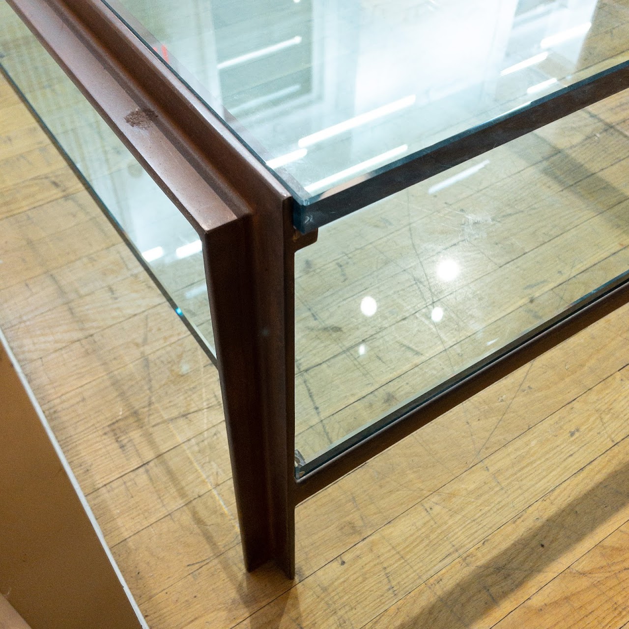 Two-Tiered Steel and Plate Glass Coffee Table