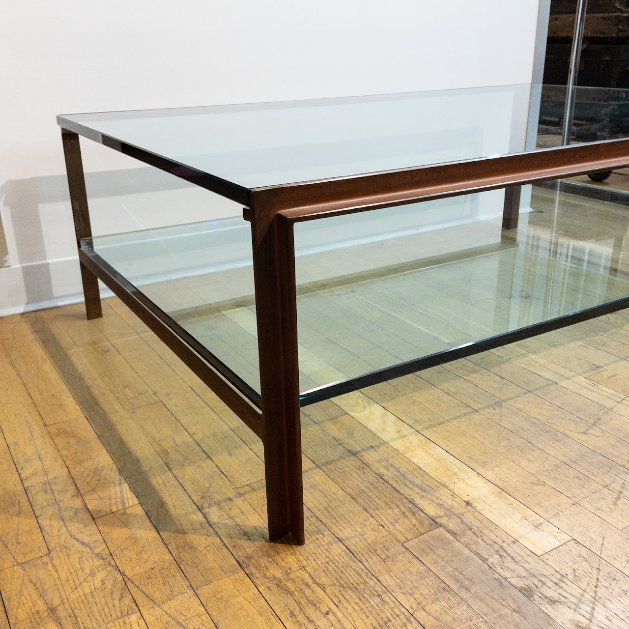 Two-Tiered Steel and Plate Glass Coffee Table