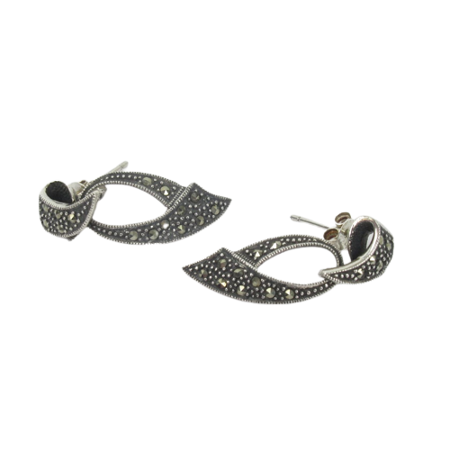 Sterling Silver & Marcasite Drop Earrings