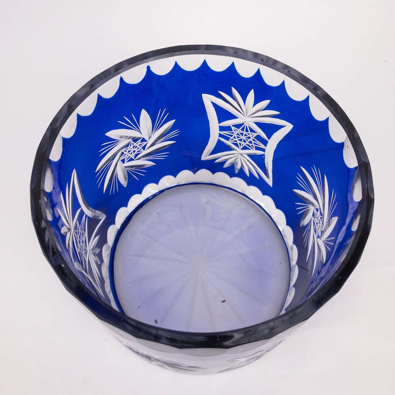 Bohemian Cobalt  Cut Crystal Biscuit Jar