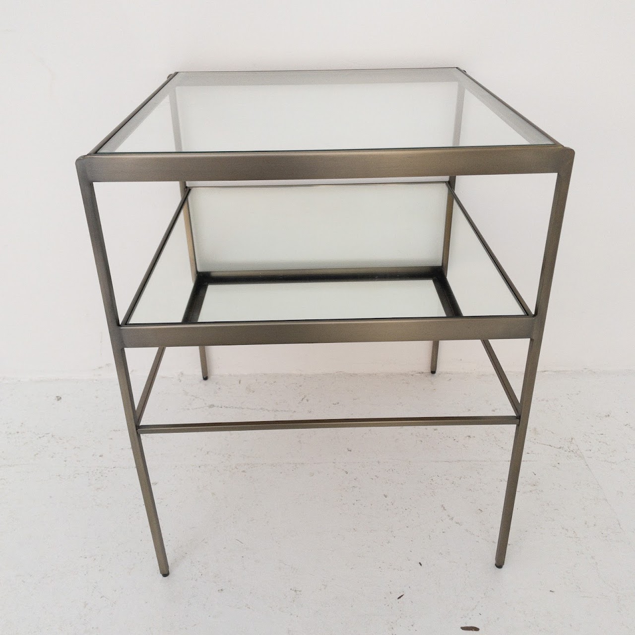 Metal, Mirror & Glass Tiered Side Table