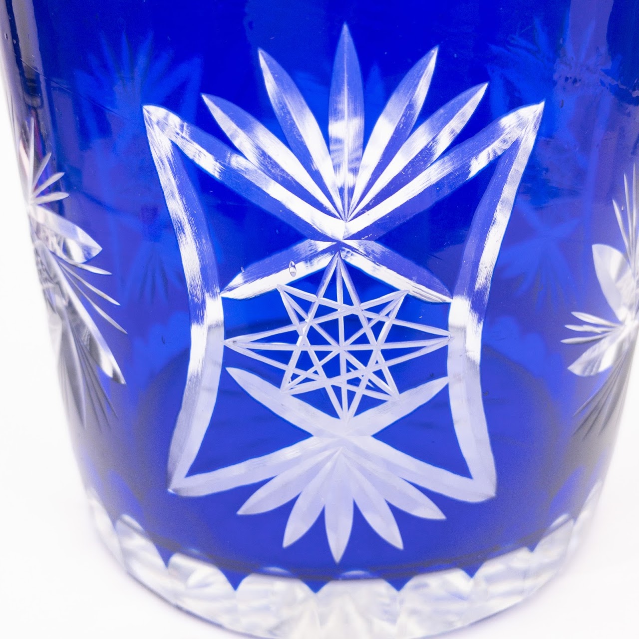 Bohemian Cobalt  Cut Crystal Biscuit Jar