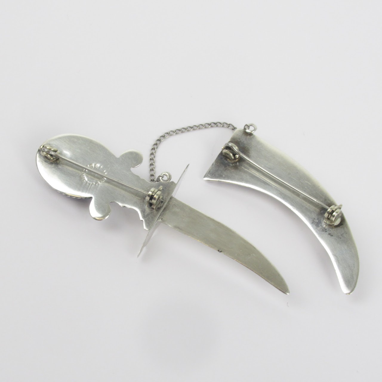 Sterling Silver & Purple Stone Dagger Brooch