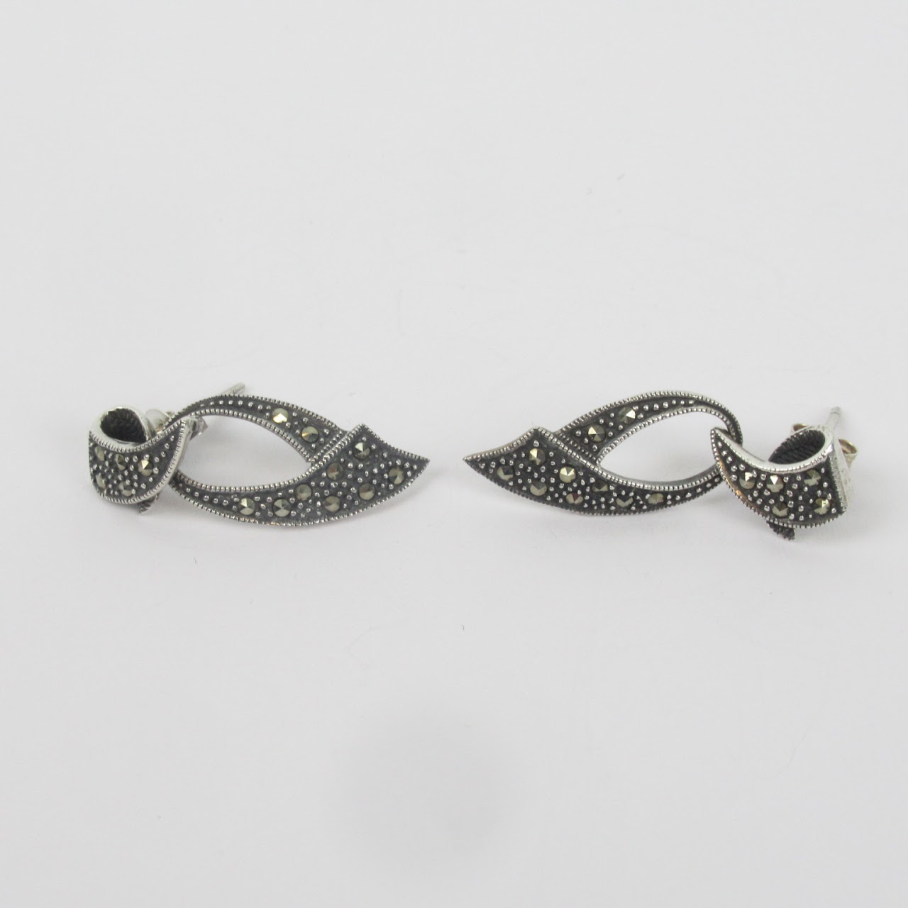 Sterling Silver & Marcasite Drop Earrings