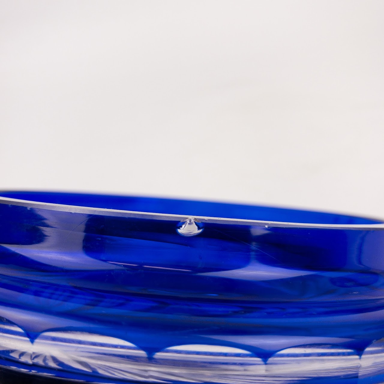 Bohemian Cobalt  Cut Crystal Biscuit Jar