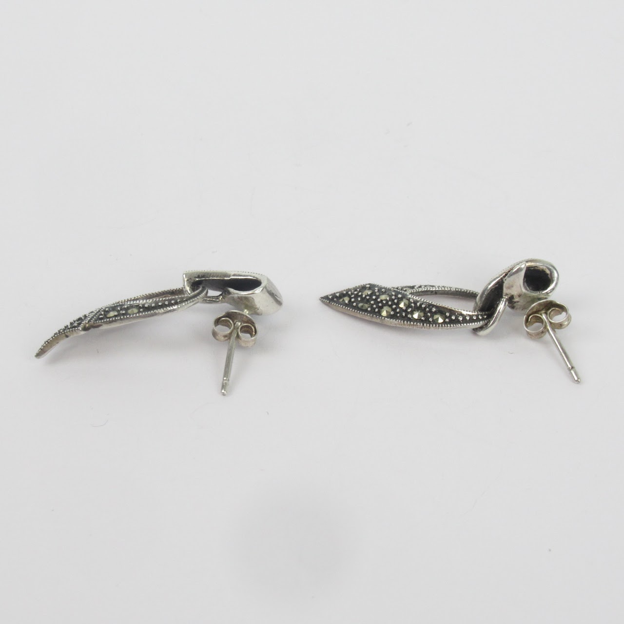 Sterling Silver & Marcasite Drop Earrings