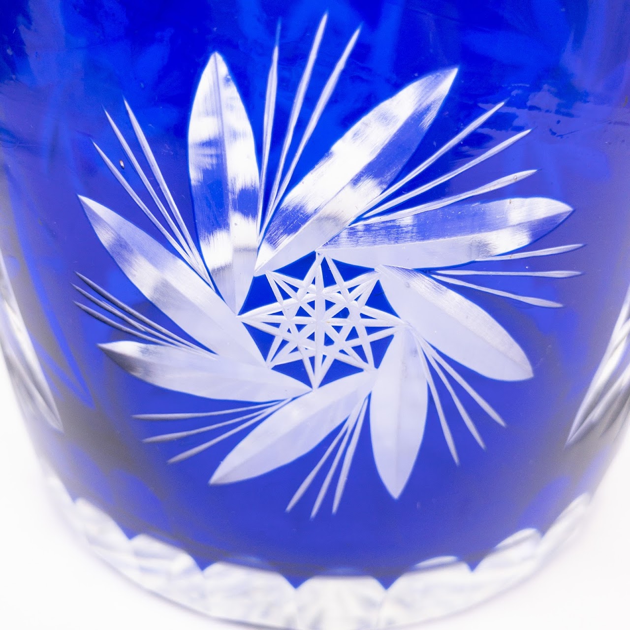 Bohemian Cobalt  Cut Crystal Biscuit Jar