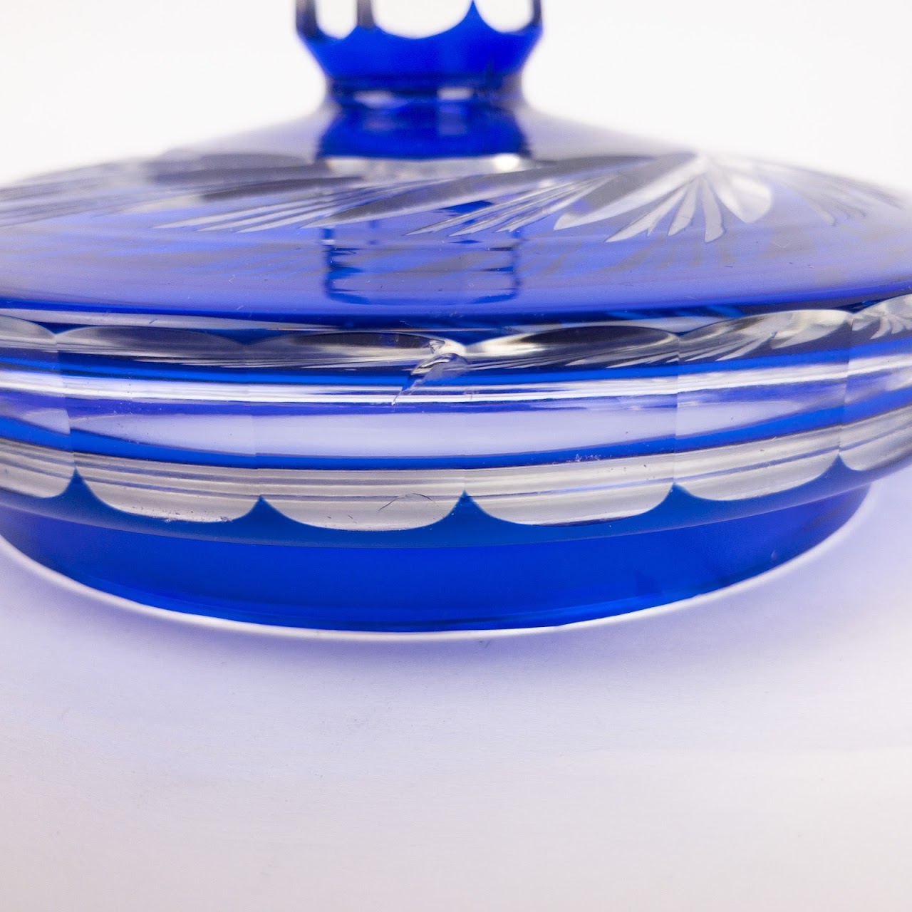 Bohemian Cobalt  Cut Crystal Biscuit Jar