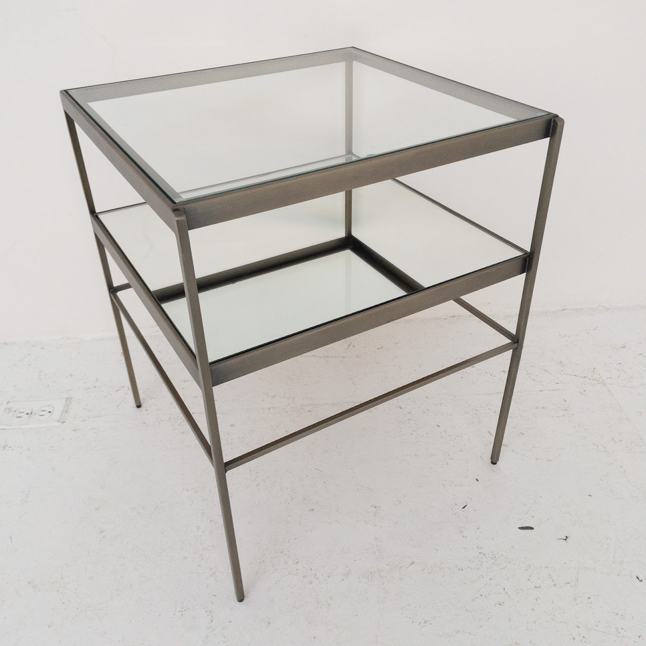 Metal, Mirror & Glass Tiered Side Table