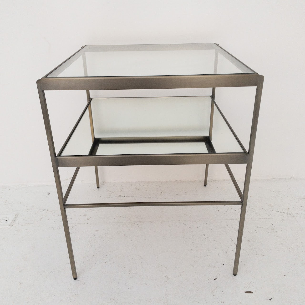 Metal, Mirror & Glass Tiered Side Table