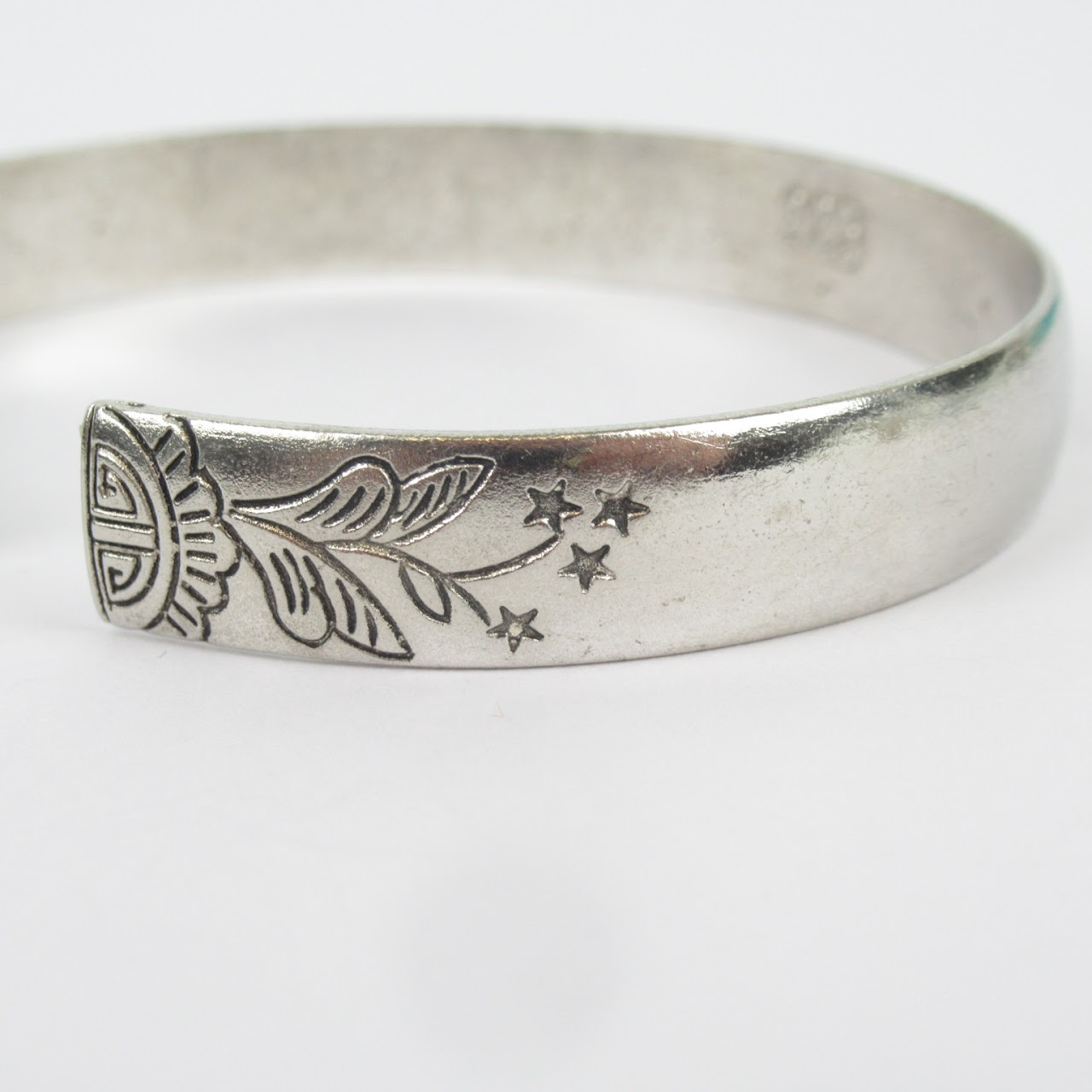 Sterling Silver Engraved Slim Cuff