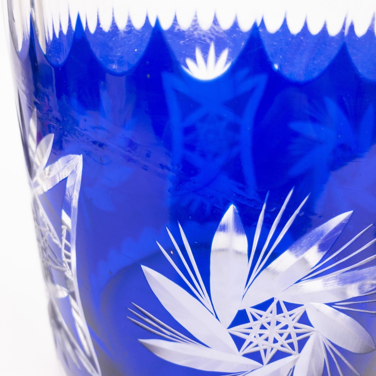 Bohemian Cobalt  Cut Crystal Biscuit Jar