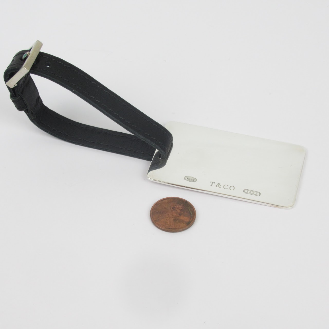 Tiffany & Co. Sterling Silver & Leather Luggage tag